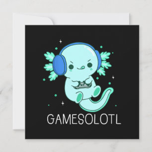 Invitación Kawaii Gamesolotl Axolotl Gamer