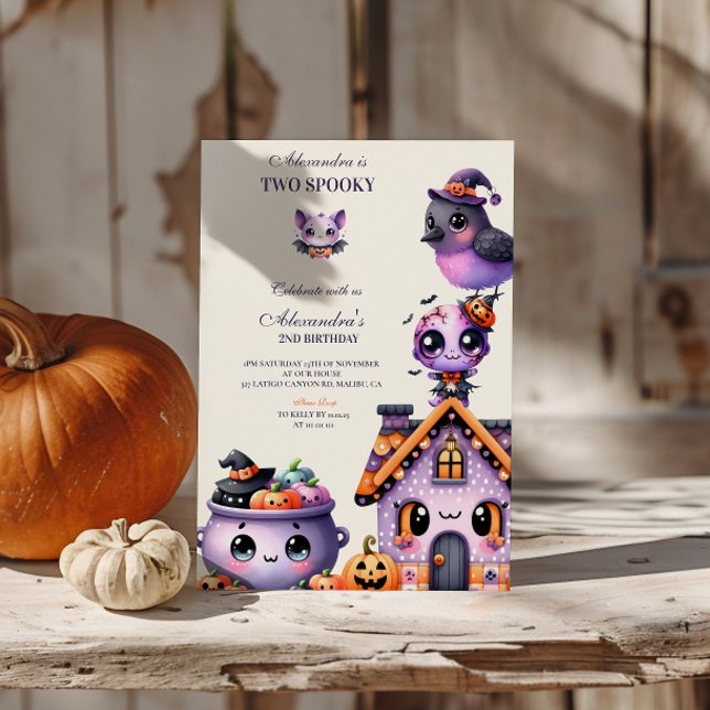Invitación Kawaii Halloween 2º cumpleaños Spooky Cute Pastel (Subido por el creador)