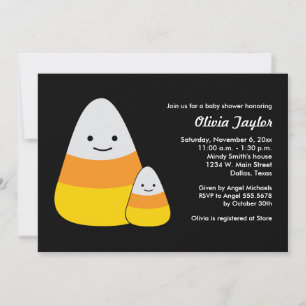 Invitación Kawaii Halloween Baby Shower Candy Corn