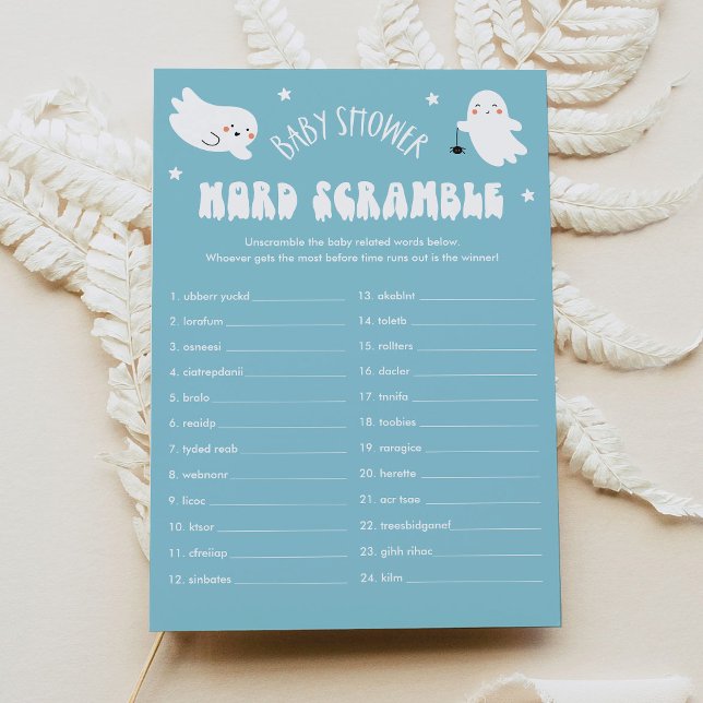 Invitación Kawaii Halloween Baby Word Scramble Game Card (Subido por el creador)