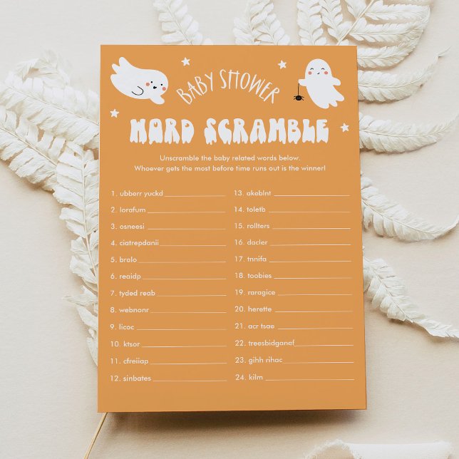 Invitación Kawaii Halloween Baby Word Scramble Game Card (Subido por el creador)