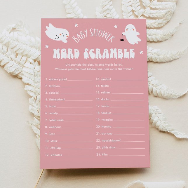 Invitación Kawaii Halloween Baby Word Scramble Game Card (Subido por el creador)