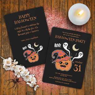 Invitación Kawaii Jack O' Lantern Creepe Cute