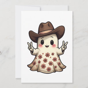 Invitación Kawaii japonés pastel vaquero fantasma Halloween