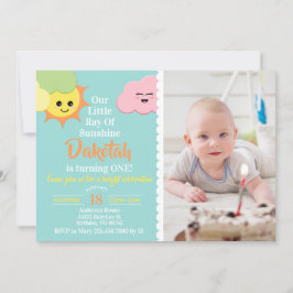 Invitación Kawaii lindo Ray de Sunshine Birthday Photo