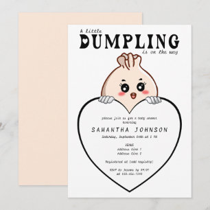 Invitación Kawaii Little Dumpling Dim Sum White Baby Shower