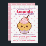 Invitación Kawaii Lovely Sweet Cupakes KIDS Fiesta de cumplea<br><div class="desc">Bonito Kawaii, dulce cabo en el fondo blanco con PUNTO DE POLKA ROSA. En la parte trasera hay un punto de polka en colores invertidos (fondo PINK y puntos de polka blanco). ¡¡Los puntos de polka se desvanecen en el frente para que los detalles sean visibles!! Diseño lindo y divertido...</div>
