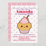 Invitación Kawaii Lovely Sweet Cupcake KIDS Fiesta de cumplea<br><div class="desc">Kawaii bonito dulce cupcape en BLANCO DE FONDO CON PINK POLKA DOT. En la parte trasera hay un punto de polka en colores invertidos (fondo PINK y puntos de polka blanco). ¡¡Los puntos de polka se desvanecen en el frente para que los detalles sean visibles!! Diseño lindo y divertido para...</div>