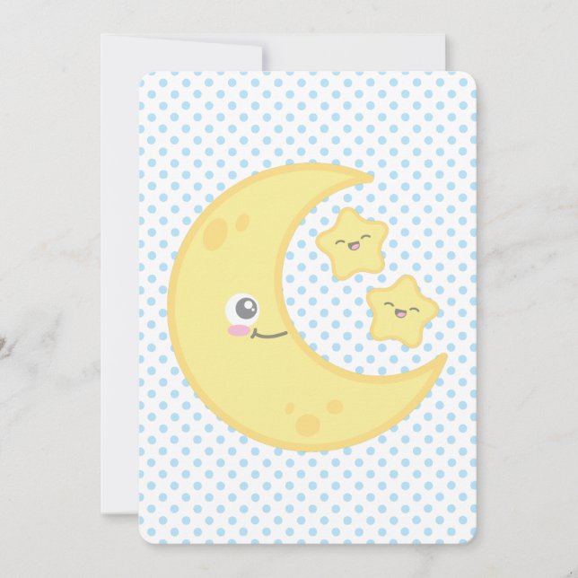 Invitación Kawaii Moon y Stars Baby Shower (Anverso)