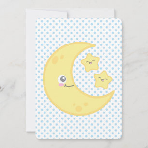 Invitación Kawaii Moon y Stars Baby Shower