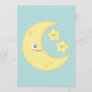 Invitación Kawaii Moon y Stars invitan a la ducha de bebé