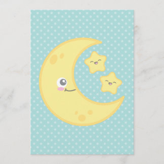 Invitación Kawaii Moon y Stars invitan a la ducha de bebé