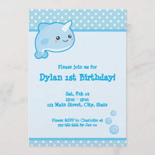 Invitación Kawaii Narwhal
