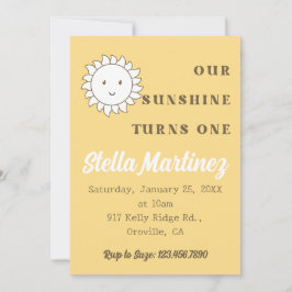 Invitación Kawaii Nuestro Chica Sunshine primer cumpleaños