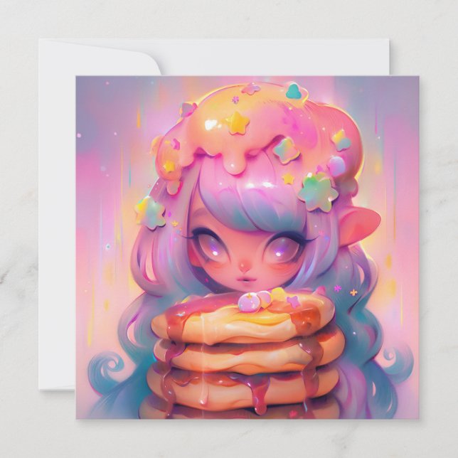 Invitación Kawaii Pancake Fairy Birday Party (Anverso)