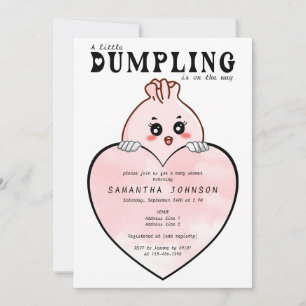 Invitación Kawaii Pequeño Dumpling Dim Sum Baby Shower Rosa