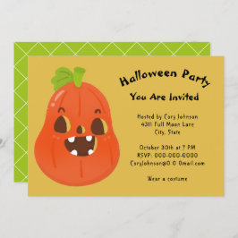 Invitación Kawaii Pumpkin Halloween Jack o' Lantern Fiesta In