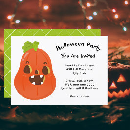 Invitación Kawaii Pumpkin Halloween Jack o' Lantern WH Fiesta