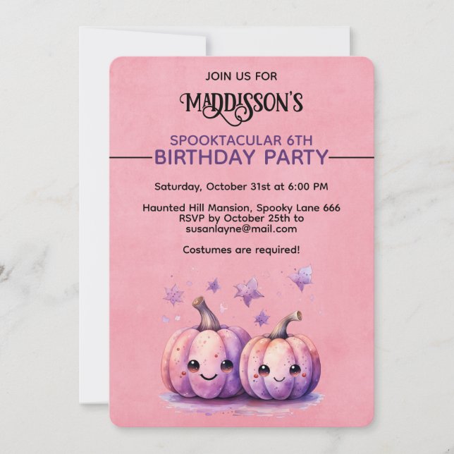 Invitación Kawaii Pumpkins Halloween (Anverso)