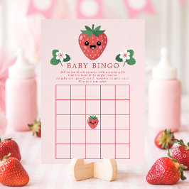 Invitación Kawaii Strawberry Baby Shower Bingo Game Card