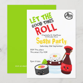 Invitación Kawaii Sushi Fiesta Dejó Pasar Los Buenos Tiempos