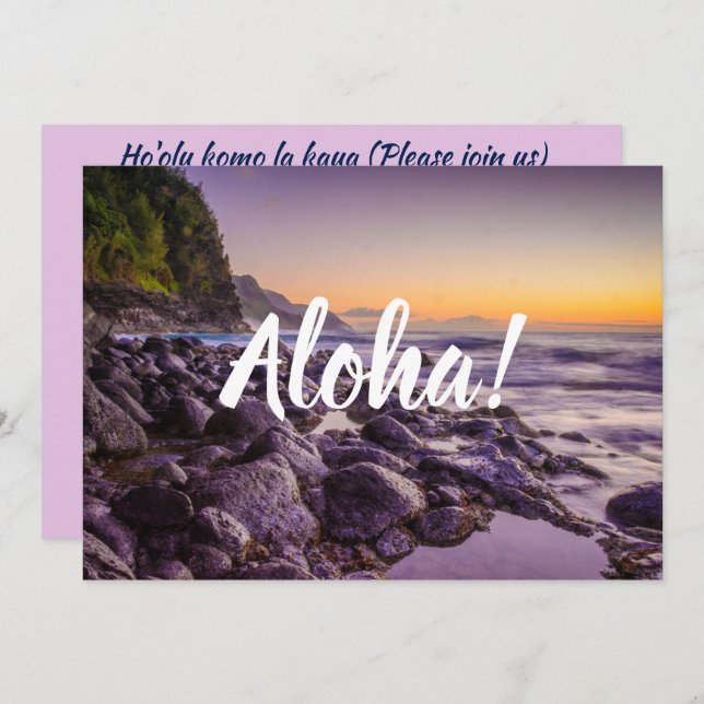 Invitación Ke’e Beach at Sunrise, Kauai, Hawaii (Anverso / Reverso)