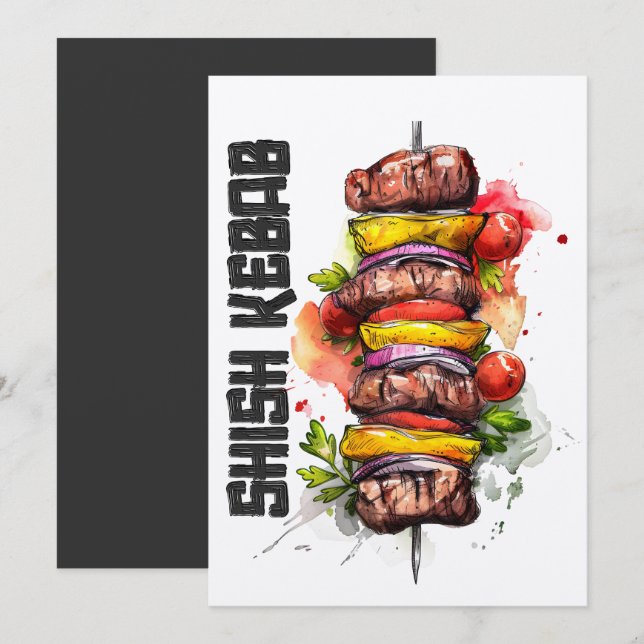 Invitación Kebab Árabe Shish ك alimento ش・・・ك・・・・・・・・ (Anverso / Reverso)