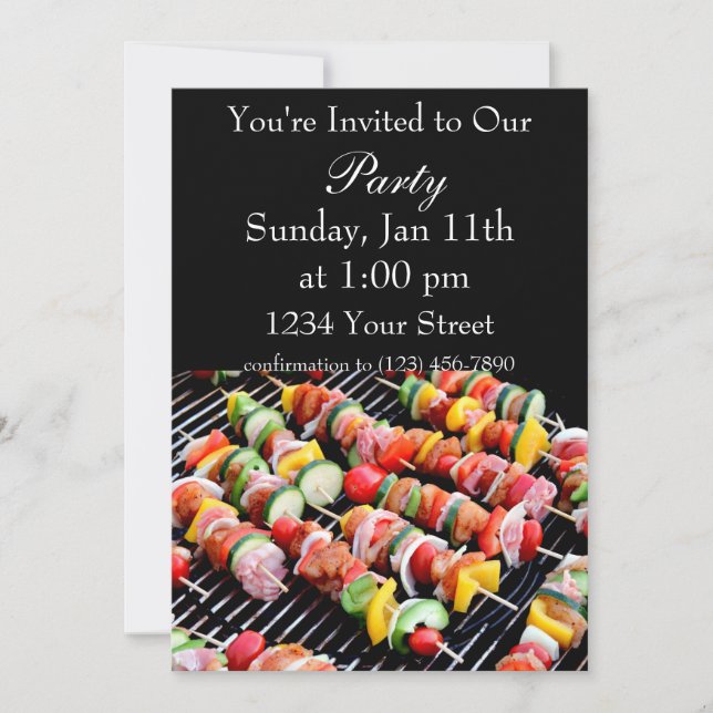 Invitación kebab del shish shish de la llama (Anverso)