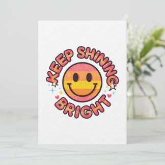 Invitación Keep Shining Bright Sticker – Retro 90s Smiley 
