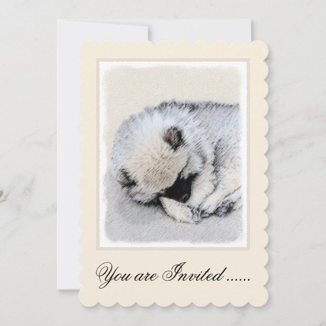Invitación Keeshond Sleeping Pinting Pintura Original De Perr (Anverso)