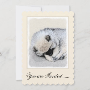 Invitación Keeshond Sleeping Pinting Pintura Original De Perr