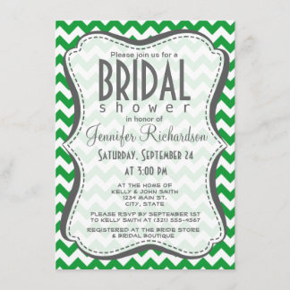 Invitación Kelly Green Chevron Stripes