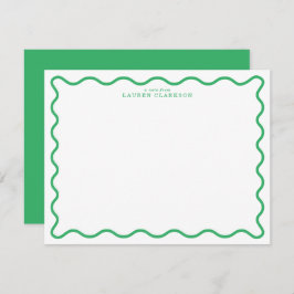 Invitación Kelly Green Modern Wavy Border Note Card