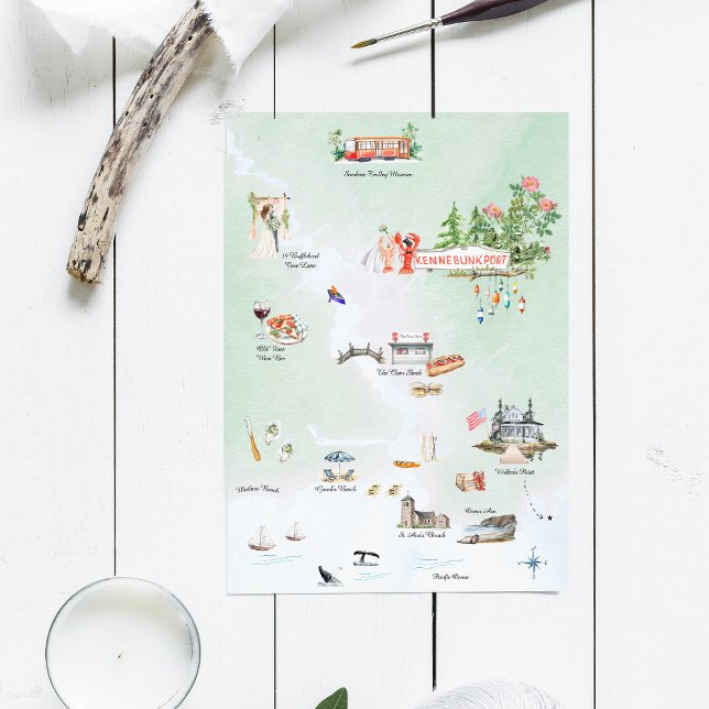 Invitación Kennebunkport Maine | Mapa de Boda Ilustrado (Subido por el creador)