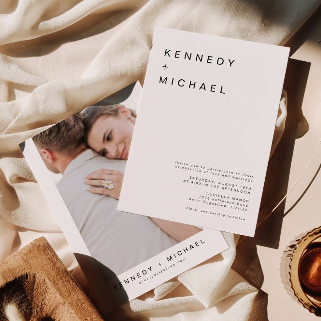 Invitación KENNEDY Classic Moderno Boda de fotografía Minimal (Subido por el creador)
