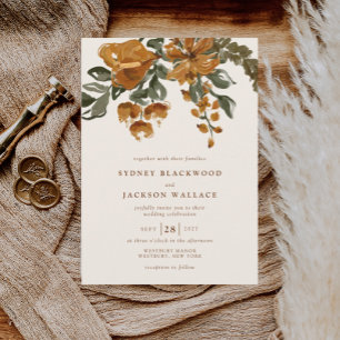 Invitación KENNEDY Watercolor Floral Fall Wedding