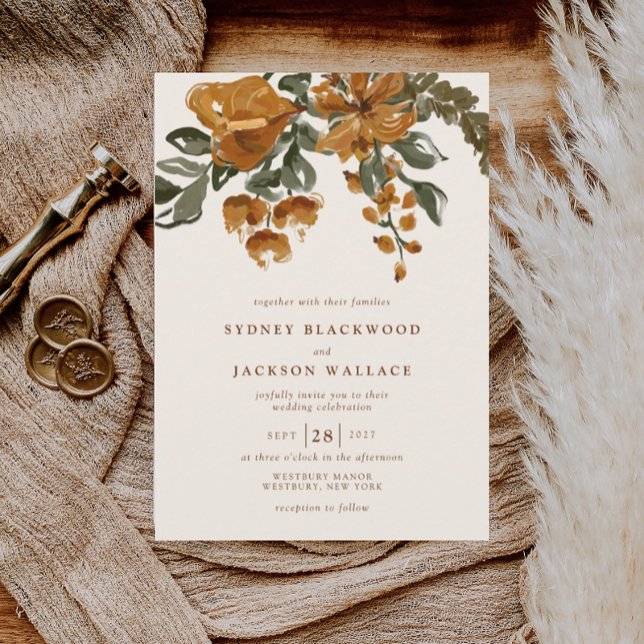 Invitación KENNEDY Watercolor Floral Fall Wedding (Subido por el creador)