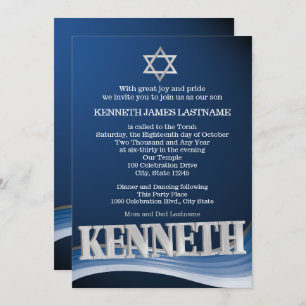 Invitación Kenneth Steel Wave Name Bar Mitzvah