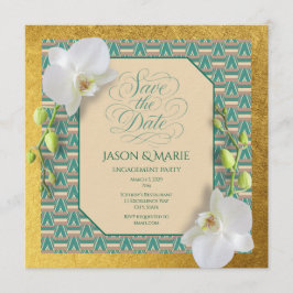 Invitación Kente Save the Date Invitation Teal & Gold