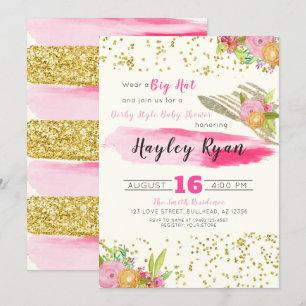 Invitación Kentucky Derby Big Gorra Watercolor Baby Shower