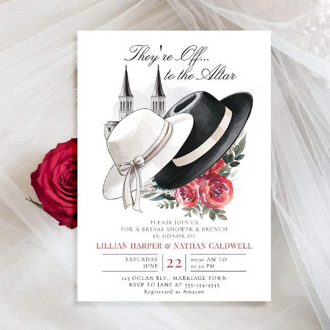 Invitación Kentucky Derby Boda Bridal Shower Rosa Spires (kentucky derby bridal shower invitation red roses churchill spires horse racing theme calligraphy)