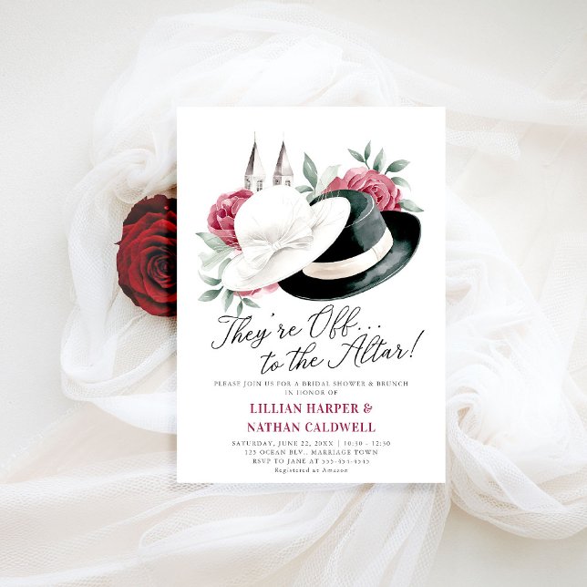 Invitación Kentucky Derby Bridal Shower Rosas Carreras de cab (kentucky derby bridal shower invitation red roses churchill spires horse racing theme modern elegant)