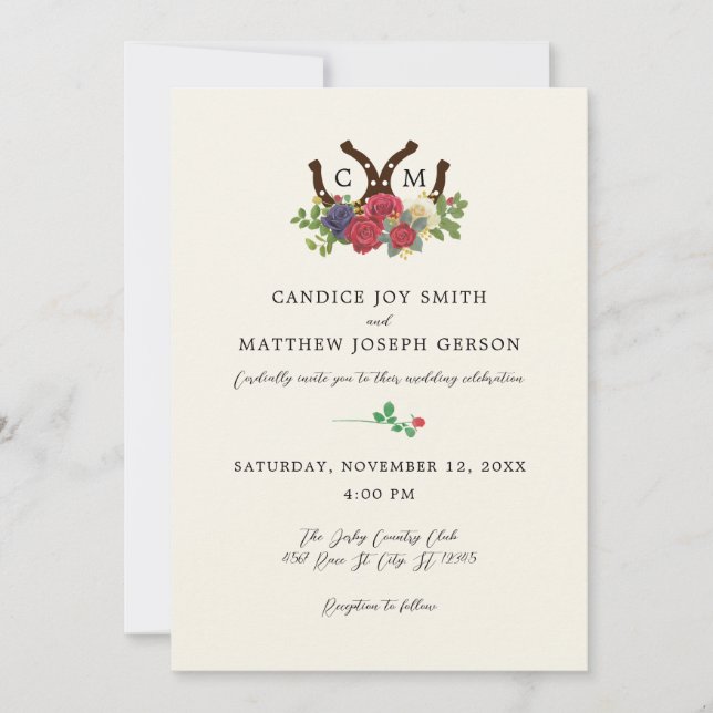 Invitación Kentucky Derby Inspired Boda (Anverso)