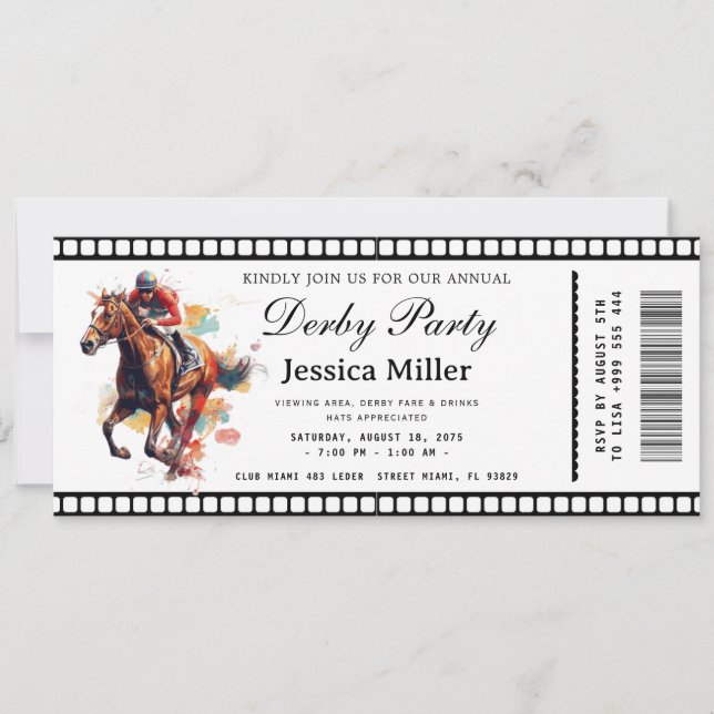 Invitación Kentucky Derby Ticket Invitation (Anverso)