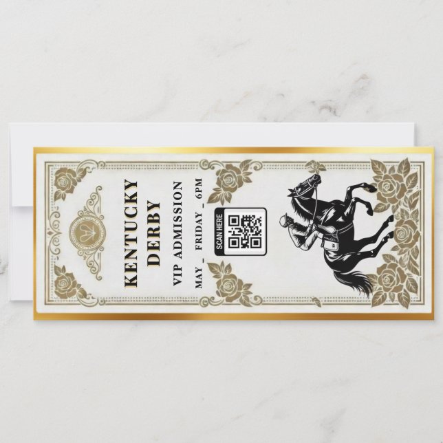 Invitación Kentucky Derby VIP Ticket Invitation Template (Anverso)