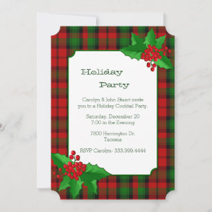 Invitación Kerr Clan Tartan Plaid Personalizado Navidades Fie