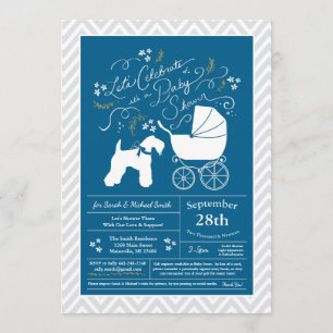 Invitación Kerry Blue Terrier Perro irlandés Baby Shower Blue