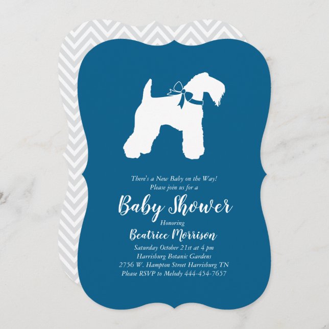 Invitación Kerry Blue Terrier Perro irlandés Baby Shower Blue (Anverso / Reverso)