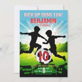 Invitación Kick Up Some Fun Soccer Ball Boys Birthday Party 