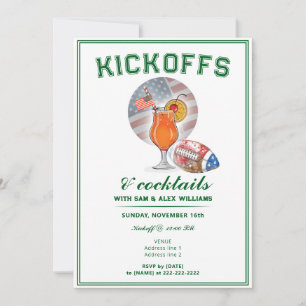 Invitación Kickoffs patrióticos y cócteles Día del Fútbol